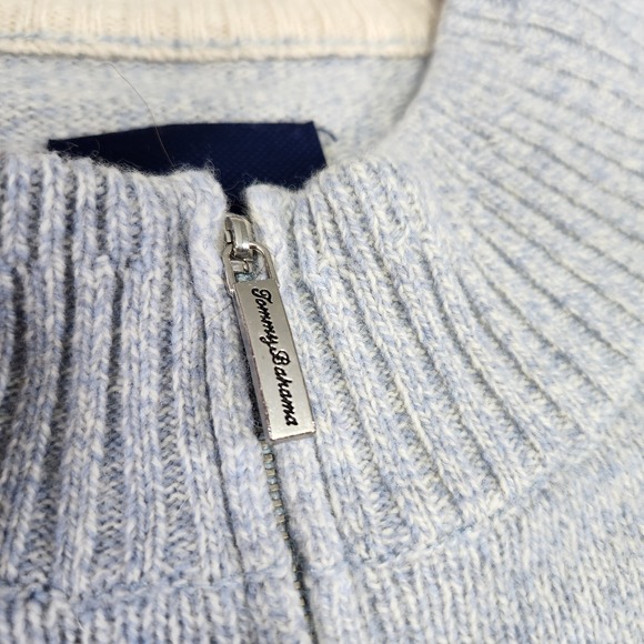 Tommy Bahama Sweater Men 3XL Merino Wool Blend 1/4 Zip Blue Knit - Picture 3 of 9